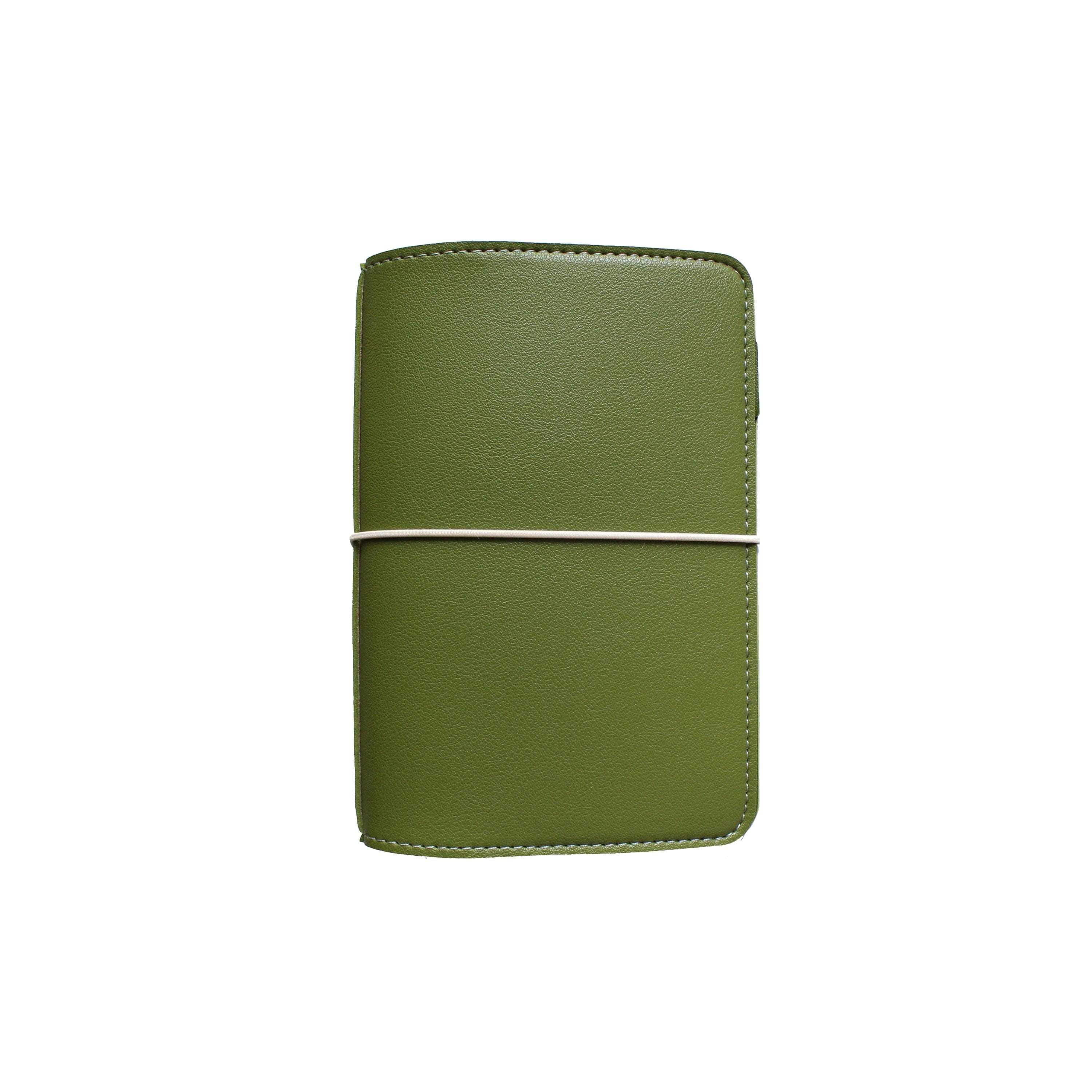 A6 Travelers Notebook - Evergreen - Olive Green  A6 TN  - Vegan Leather Planner for A6 Stalogy & Hobonichi and A6 Journals | Mumsy and Bub