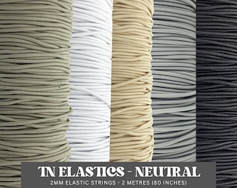 Corde elastiche di ricambio per taccuini da viaggio: colori neutri, 2 mm