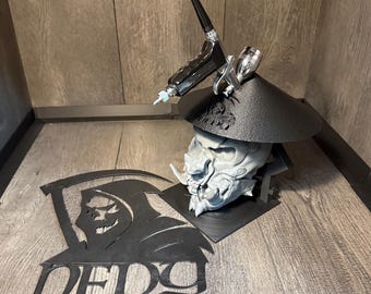 Support/pot de nettoyage pour aérographe Samurai Skull