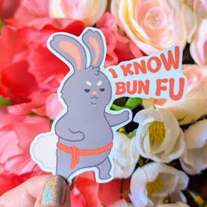 Bunny Sticker | cute bunny sticker pun sticker funny sticker sports sticker waterproof laptop sticker rabbit sticker water bottle sticker