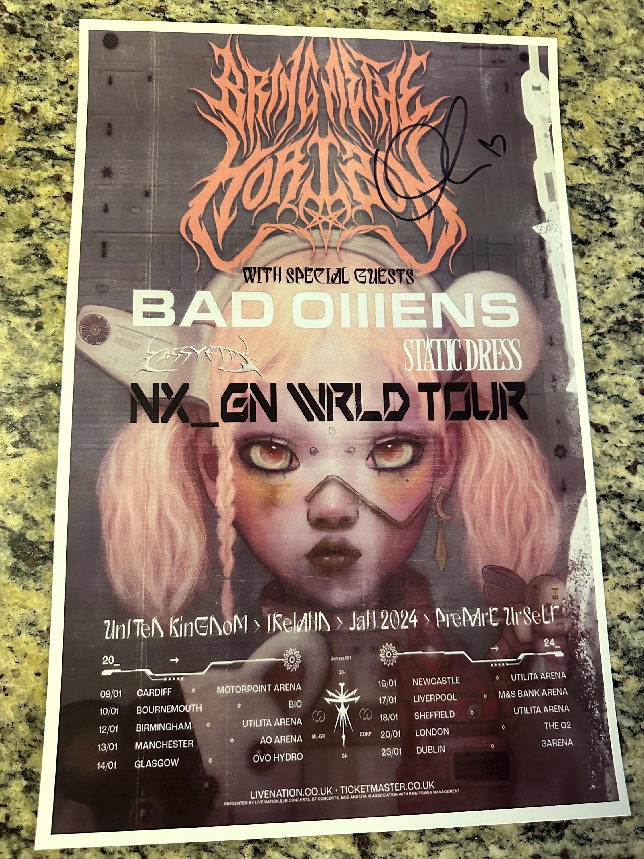 7*0様 レア　bring me the horizon直筆サインチラシ　bmt Bring Me the Horizon Hand Signed Poster 11x17 – Oli Sykes