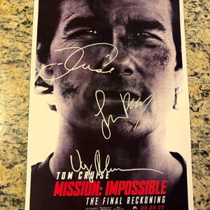 Tom Cruise Hand Signed Mission Impossible Poster 11x17 w/ COA + Rhames & Pegg
