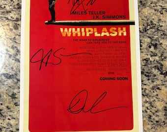 Whiplash Signed Poster 11x17 – Hand Signed by Miles Teller, J.K. Simmons & Director Damien Chazelle – Authenticated w/ COA