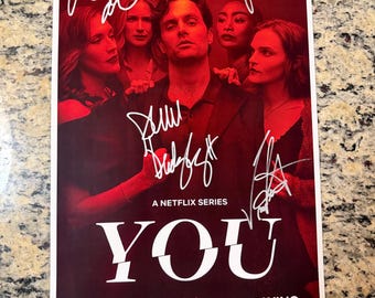 YOU Netflix Series Hand Signed 11x17 Poster – Badgley, Pedretti, Lail & Gabrielle – Thriller TV Show Autographs w/ COA