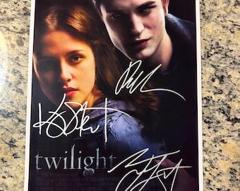 Twilight Poster Signed by Pattinson, Stewart & Lautner 11x17 Authenticated COA