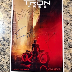 Tron Poster Signed by Jeff Bridges, Jared Leto & Evan Peters – 11x17 w/ COA