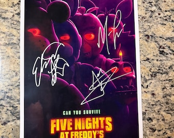 Five Nights at Freddy's Signed Poster 11x17 – Hutcherson, Lillard, Lail – Hand Signed Horror Collectible w/ COA