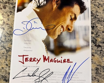 Jerry Maguire Signed Movie Poster 11x17 Tom Cruise, Renée Zellweger, Cuba Gooding Jr Autograph w/COA - Free Shipping