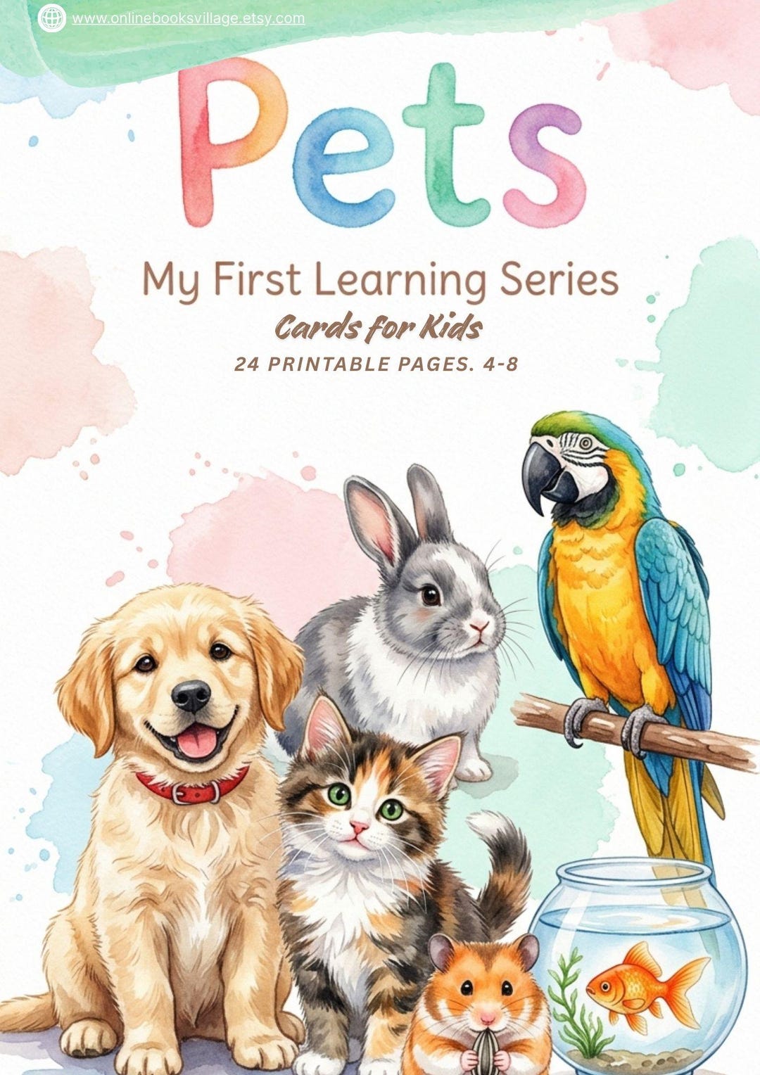 Pets Learning Cards for Kids | Toddler Animal Recognition Book (24 ...