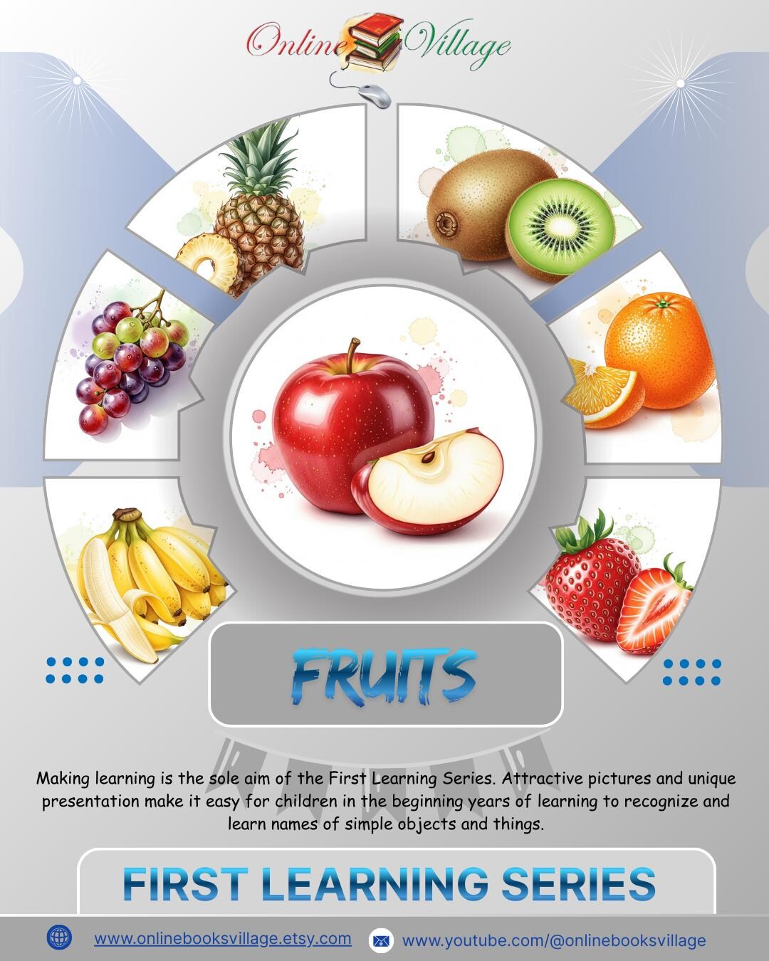 Friut Learning Watercolor Fruit Flashcards Printable | Preschool Fruit Learning Cards ...