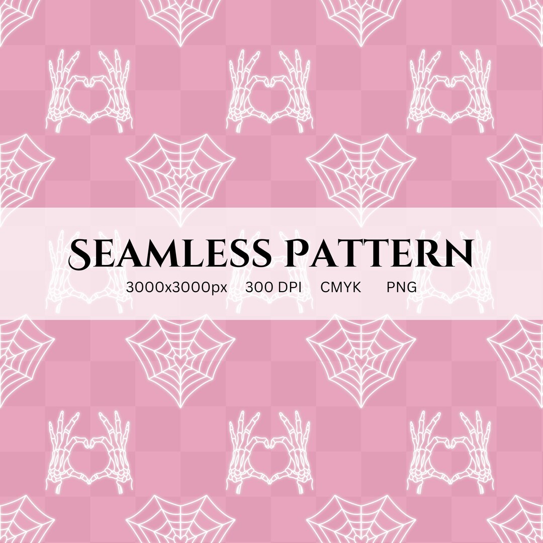 Halloween Skeletal Hand and Spider Web Seamless Repeating Pattern ...