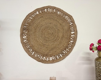 Hand Made Jute Mat Wall And Floor Decor,  Natural Round Jute Rug, Bohemian Rug , Boho Decor Rug Circle Rug Eco Friendly Rug ,Jute Carpet