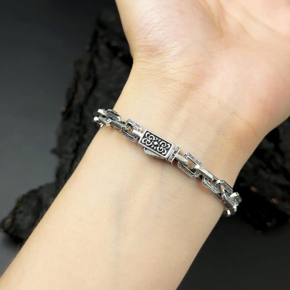 925 Sterling Silver Chain Bracelet – Gothic Vintage Link