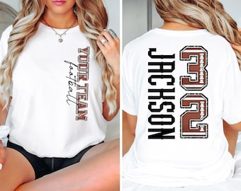 Custom Football Team Shirt Personalized Name and Number Tee Varsity Football Jersey Style Shirt Dad And Mom Fan Gift School Team Spirit
