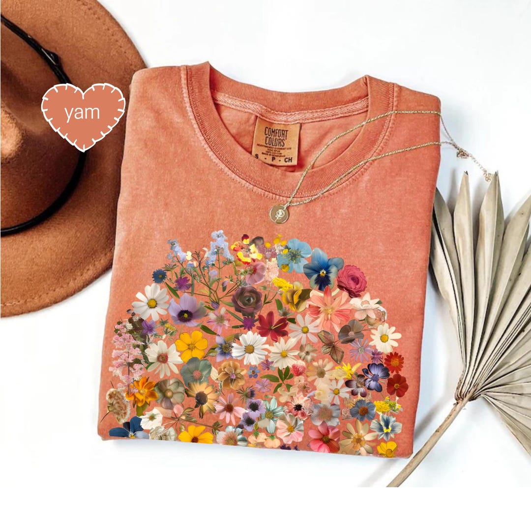 Vintage Pressed Flowers Shirt Comfort Colors®, Boho Cottagecore Tshirt ...