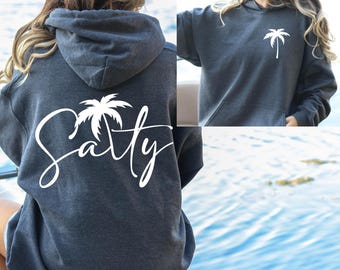Salty Sweatshirt, Palm Tree Hoodie, Beachy Aesthetic Crewneck, Coastal Oversized Hoodie, Vacation Vibes Sweatshirt, Surf Hoodie