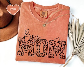 Boy Mom Leopard Print Mama Gift From His sons , Birthday Gift for Her, First Mother's Day Gift, New Mama Shirt,Best Mom Gift Comfort Colors®