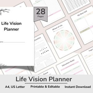 Livsvisionsplanerare, Livsmålsmall, Manifestationstavla, Livstidsplanerare, Mindsetplanerare, Mental Hälsospårare, Självvårdsplanerare bild 1