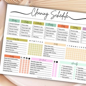 House Cleaning Schedule Template, Cleaning Checklist, Weekly Cleaning List, House Cleaning Chart, Chore List Template, Cleaning Routine, PDF