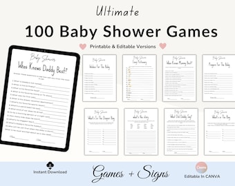 Minimalist Baby Shower Games Bundle, Funny Baby Shower Games, Baby shower Trivia Game, Baby Family Feud, Baby Emoji Game, Baby, Printable