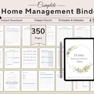 Home Management Binder, Household Organizer, Emergency Contact, End Of Life Planner, Medical Information, Family Household Planner, Finance