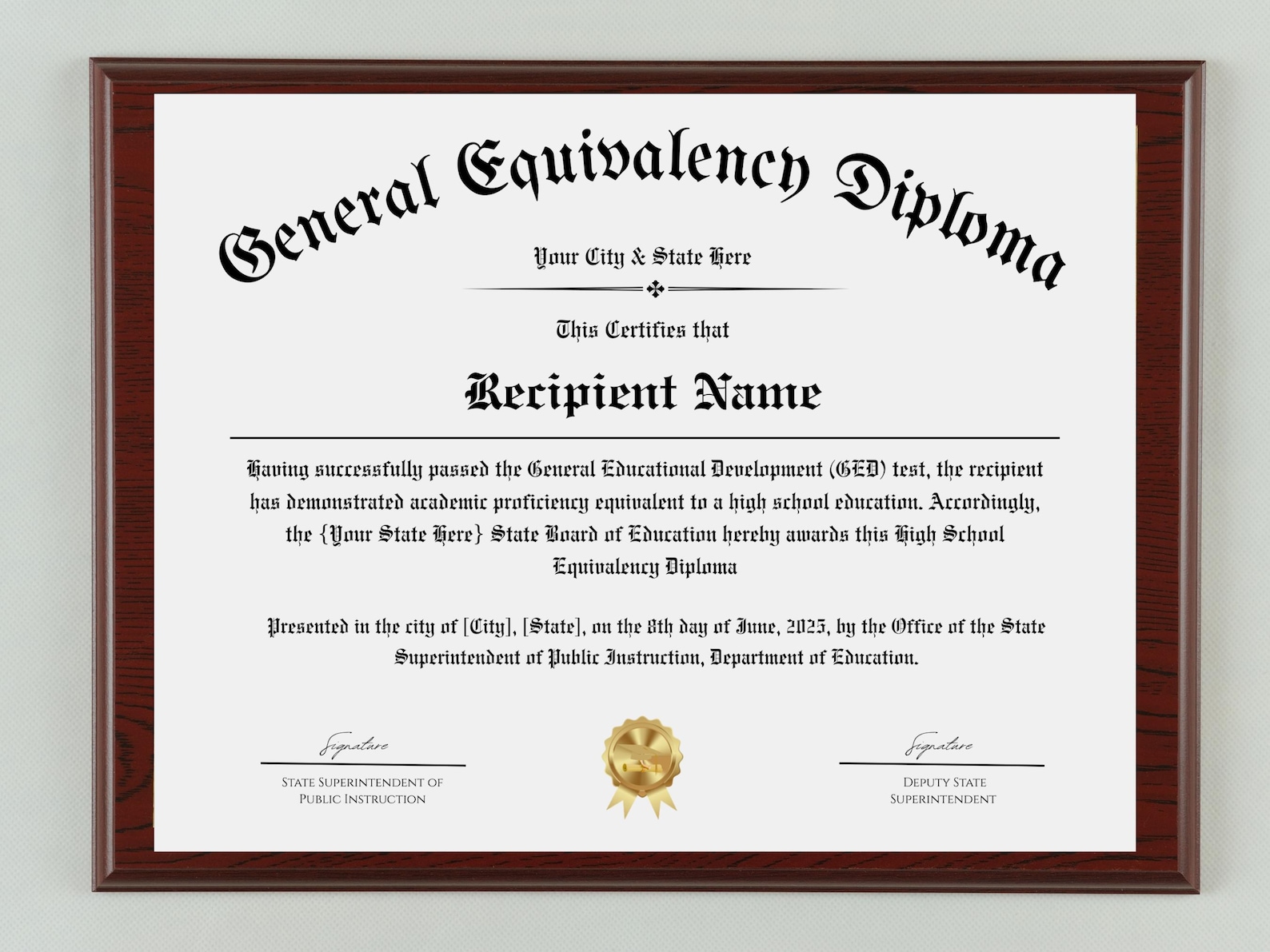 Editable GED Diploma Template, Diploma Template, High School Diploma