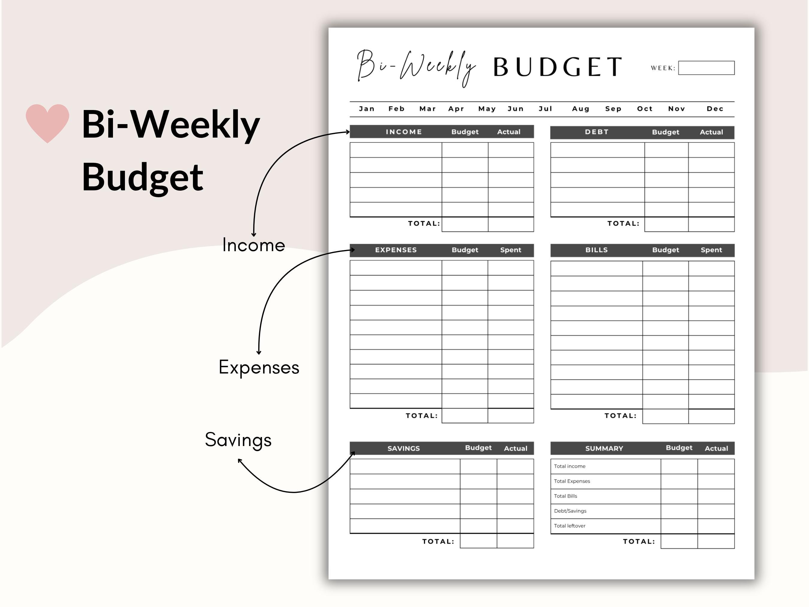 Bi Weekly Budget Planner, Debt Tracker, Budget Payment Tracker ...
