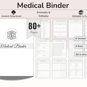 Medical Binder Canva Template, Medical Log, Chronic Illness Medical Planner, Medical History Record, Medical Health Tracker, Medical Journal