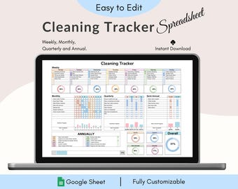 Cleaning Tracker Spreadsheet, Cleaning Routine, Weekly Cleaning Checklist, House Chore List, Semi Annual Schedule, Editable in Google Sheet