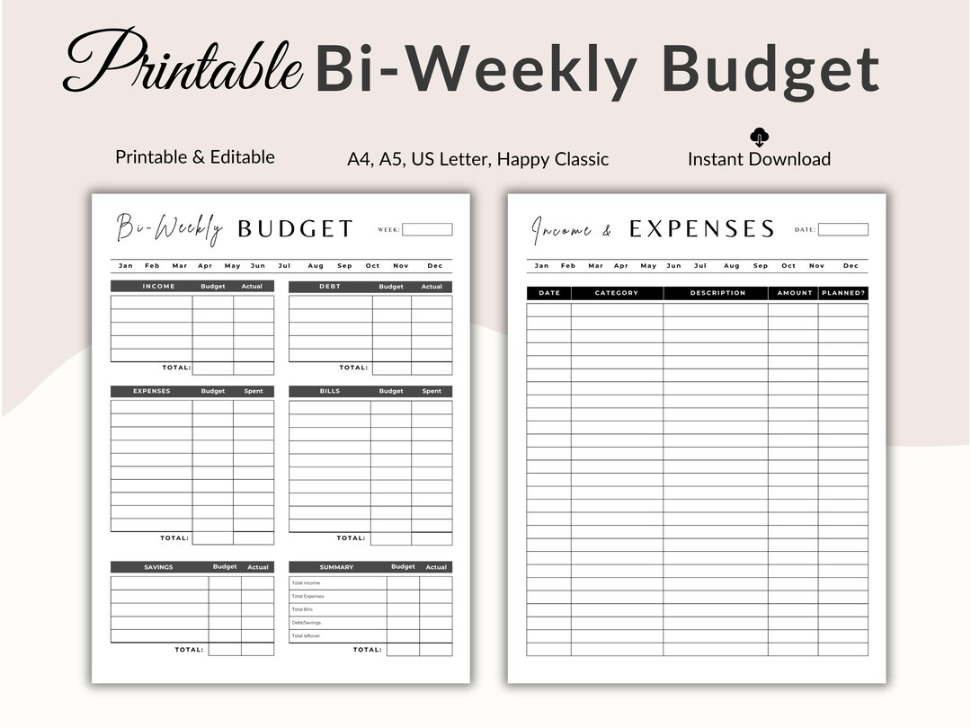 Bi Weekly Budget Planner, Debt Tracker, Budget Payment Tracker ...