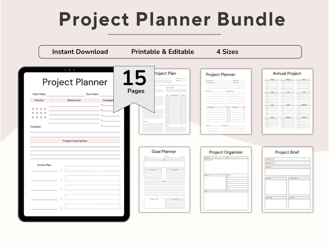 Project Management Task Planner Project Planner Bundle, Project Management Planner, Project Timeline ...