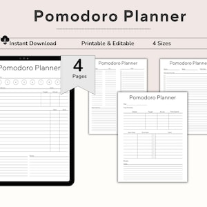 Pomodoro Planner Printable, Productivity Planner, Time Blocking Planner, Full Focus Planner, Time Management Tracker, Study Session Planner