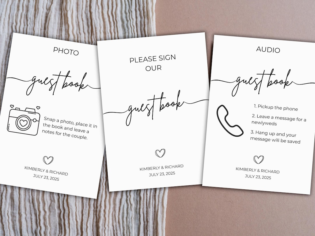 Guest Message Wedding Guest Book Cards, Sign Our Guest Book, Guest Message Cards ...