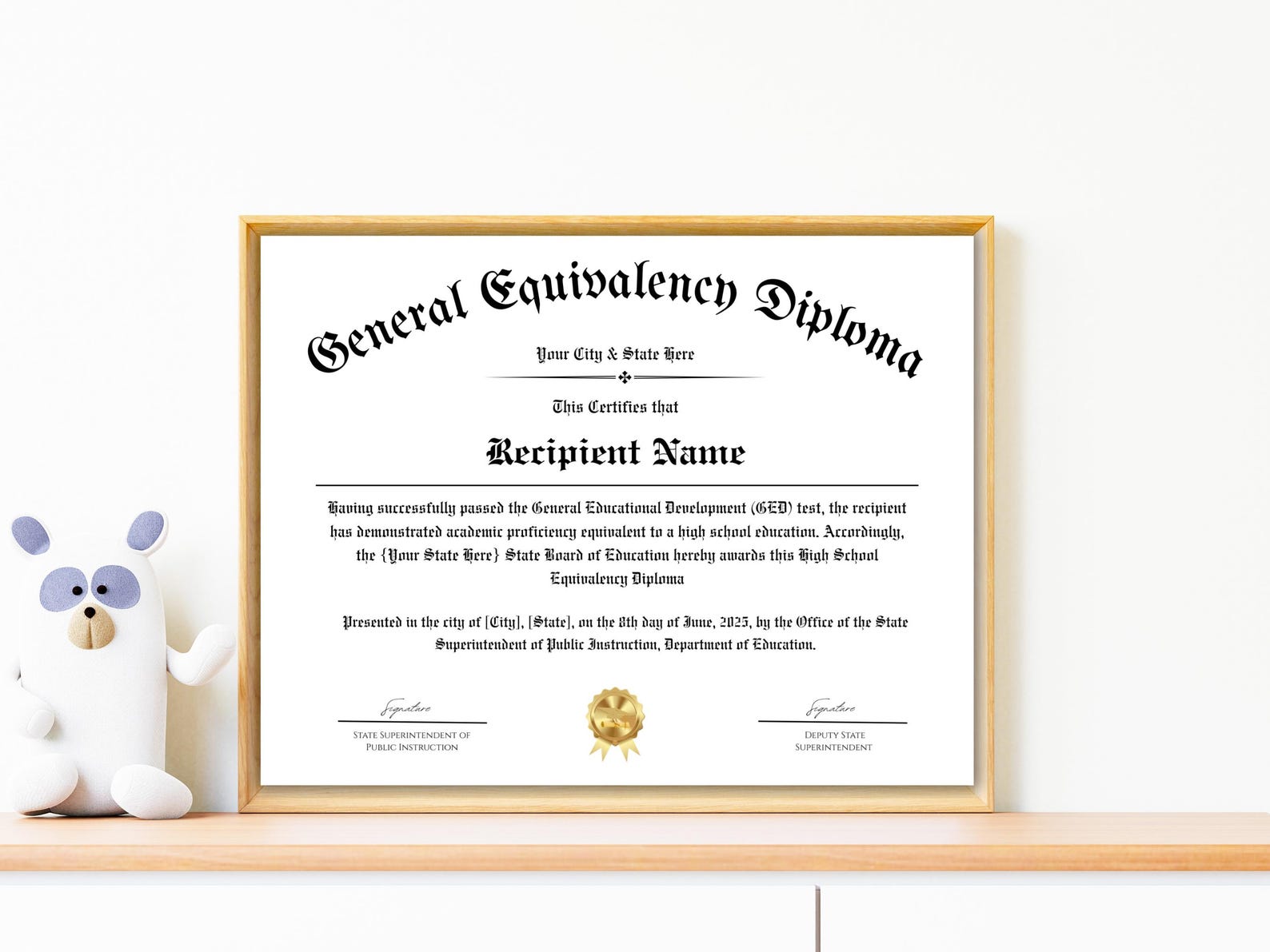 Editable GED Diploma Template, Diploma Template, High School Diploma