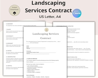 Editable Landscaping Service Contract, Garden Maintenance Agreement, Landscaping  Business, Lawn Care Agreement, Lawing owing Service, PDF