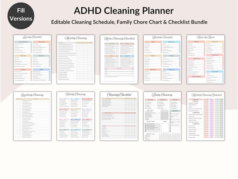 ADHD Cleaning Planner Bundle, ADHD Home Organization, Master Cleaning ...