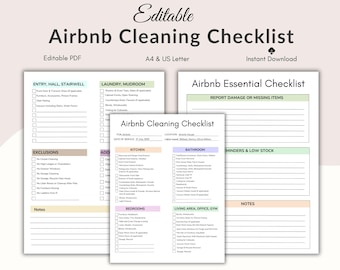 Airbnb Cleaning Checklist Template, Airbnb Essentials, Short Term Rental, HouseKeeping Checklist, House cleaning, Airbnb Property Management