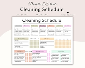 Bewerkbare checklist schoonmaakschema, takenlijst huis, schoonmaakroutine, wekelijks schoonmaakplan, schema ADHD-klusjes, takenlijst schoonmaken, Canva