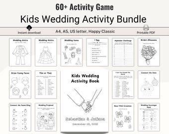 Kids Wedding Activity Bundle, Kids Wedding Coloring Book, Wedding Activity Book For Kids, Kids Puzzle Book, Wedding Word Search, Printable