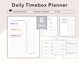 Planificador diario de bloques de tiempo, programación diaria de bloques de tiempo, planificador de 24 horas, volcado de ideas, plantilla de bloques de tiempo, planificador de prioridades, planificador de bloques de tiempo