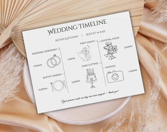 Wedding Day Timeline Template, Wedding Information, Schedule Of Event, Reception Itinerary, Wedding Ceremony, wedding infographic, Printable