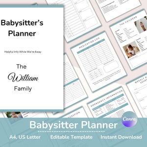 Babysitter Planner, Nanny Log, Feeding Schedule, Infant Tracker, Nanny Guide, Babysitter Agreement, Family Management, Emergency Info, Canva