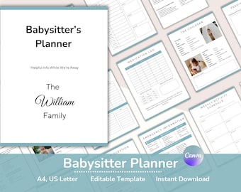 Babysitter Planner, Nanny Log, Feeding Schedule, Infant Tracker, Nanny Guide, Babysitter Agreement, Family Management, Emergency Info, Canva