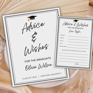Graduation Advice And Wishes, Advice For Graduates, Wishes For The Grad, Grad Table Sign, Graduation Activity, Grad Party Games, Wishes Card