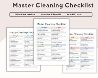 Master Cleaning Checklist, Deep Clean Checklist, Home Cleaning List, House Chore List, Household Cleaning, Cleaning Check List, Printable