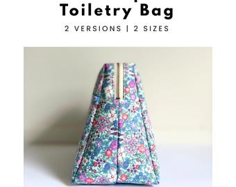 Quilted Makeup + Toiletry Bag | Digital Sewing Pattern | Unique Trapezoid Shape