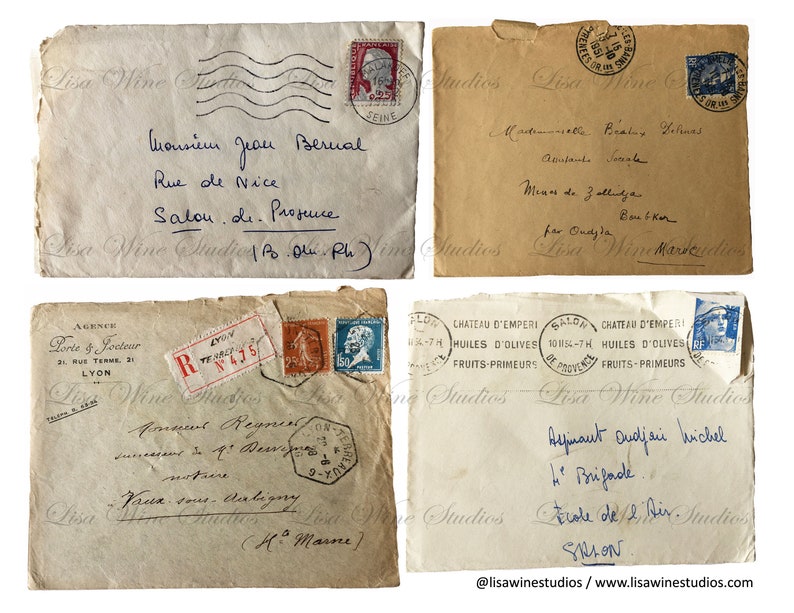 French Envelopes Digital download French Ephemera Printable Etsy