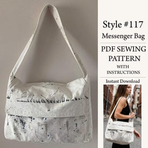 Messenger Tasche, PDF Schnittmuster, Instant Download Muster, Style#117