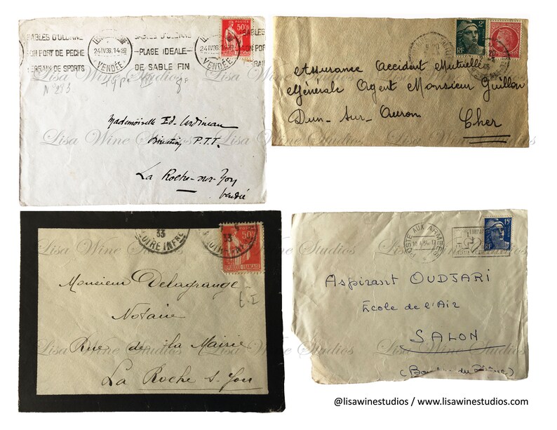 French Envelopes Digital download French Ephemera Printable Etsy