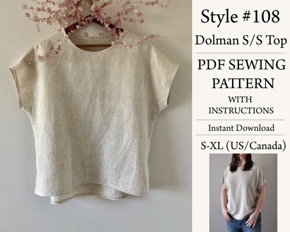 PDF Pattern, Linen Top, Sewing Pattern, Digital Download, Style#108